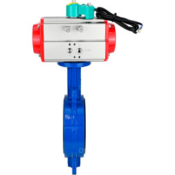 Затвор дисковый поворотный для абразивных сред WBV1632E-2W-Fb-H Ду50 Ру16 корпус - чугун QT450, диск - нержавеющая сталь 316L, уплотнение - EPDM, с пневмоприводом PA-DA-052 и магнитным переключателем ALS200D
