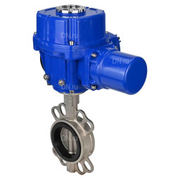 Затвор дисковый поворотный WBV3232E-2W-Fb-H Ду200 Ру16, корпус - нержавеющая сталь 316L, диск - нержавеющая сталь 316L, уплотнение - EPDM, с электроприводом QT-N-030M-O2-220VAC-У1 с моментной муфтой и штурвалом