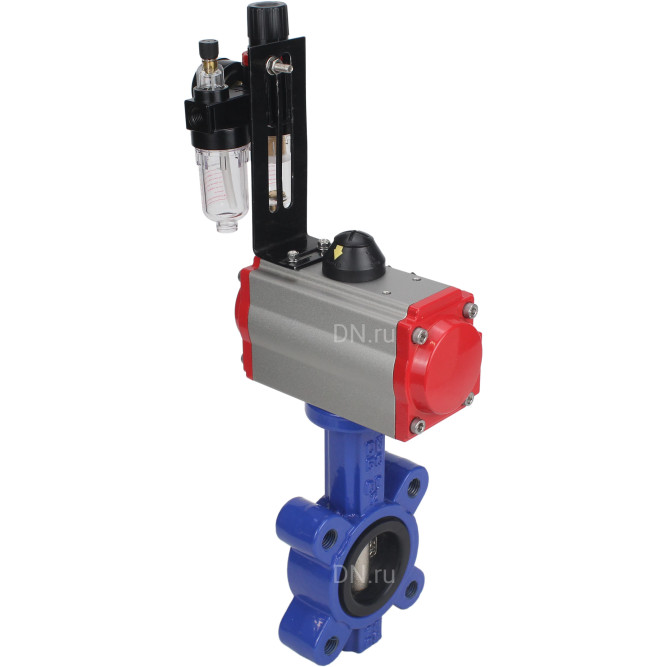 Затвор дисковый поворотный WBV1616N-2W-Fb-H Ду50 Ру16 LUG корпус - чугун QT450, диск - чугун QT450, уплотнение - NBR, с пневмоприводом PA-SA-083, пневмораспределителем 4M310-08 DC24V и БПВ AFC2000 в Алматы