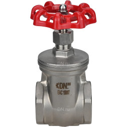 Задвижка клиновая GVWR3131M-2W-T-S Ду25 Ру16 резьбовая, шпиндель - выдвижной, корпус - нержавеющая сталь SS304, клин - нержавеющая сталь SS304, уплотнение - металл, управление - штурвал