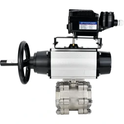 Кран шаровой BV3232P(3pc)-FP-SW-ISO-H Ду100 Ру63 полнопроходной, корпус - нержавеющая сталь SS316, под приварку, с пневмоприводом PA-DA-105-1, электропневматическим поворотным позиционером YT-1000RSN без обратной связи