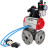Кран шаровой BV3232P(4pc)-FP-3WL-F Ду20 Ру16 полнопроходной трехходовой, фланцевый, корпус - нержавеющая сталь SS316, с пневмоприводом PA-SA-065 с возвратными пружинами, пневмораспределителем 4V320-10 AC220V, БКВ APL-210N и БПВ AFC2000 в Алматы