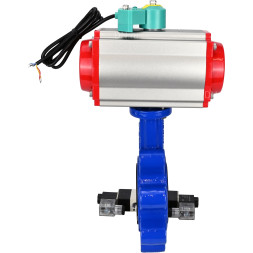 Затвор дисковый поворотный WBV1616N-2W-Fb-H Ду80 Ру16 LUG корпус - чугун QT450, диск - чугун QT450, уплотнение - NBR, с пневмоприводом PA-DA-083, пневмораспределителем 4V320-10 AC220V и магнитным переключателем ALS200D