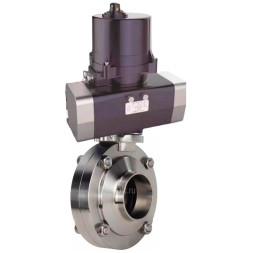 Затвор дисковый поворотный WBV3131S-2W-W-H Ду40 Ру10 под приварку, корпус - пищевая нерж. сталь AISI 304, диск - нерж. сталь AISI 304, уплотнение - Silicon, с электроприводом четвертьоборотным QTSA-N-003EM-O0-220VAC с пружинным возвратом