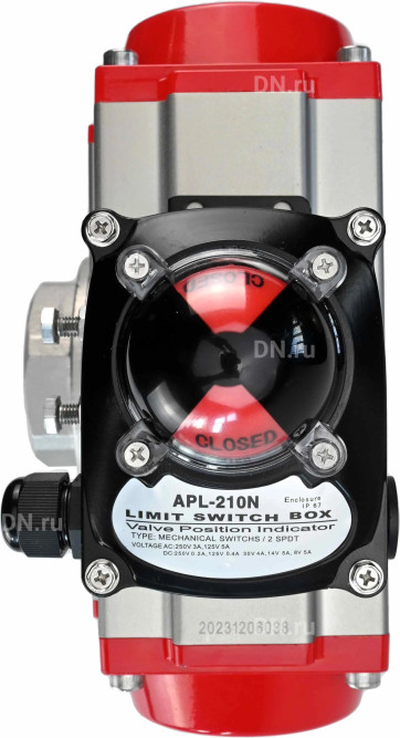 Кран шаровой BV3232P(4pc)-SP-3WL-T-ISO-H Ду80 Ру40 стандартнопроходной трехходовой L-тип, нерж. сталь SS316, внутренняя резьба, уплотнение - PTFE, с пневмоприводом PA-DA-83 и блоком концевых выключателей APL-210N в Алматы
