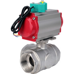 Кран шаровой BV3232P(4pc)-SP-3WL-T-ISO-H Ду50 Ру63 стандартнопроходной L-тип, внутренняя резьба, корпус - нержавеющая сталь 316, уплотнение - PTFE, с пневмоприводом PA-DA-065 и магнитным переключателем ALS200D