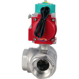Кран шаровой BV3232P(4pc)-SP-3WL-T-ISO-H Ду50 Ру63 стандартнопроходной L-тип, внутренняя резьба, корпус - нержавеющая сталь 316, уплотнение - PTFE, с пневмоприводом PA-DA-065 и магнитным переключателем ALS200D