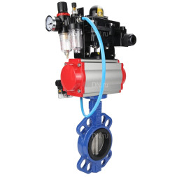 Затвор дисковый поворотный WBV1413E-2W-Fb-H Ду80 Ру16, корпус - чугун GGG50, диск - чугун GGG40, уплотнение - EPDM, с пневмоприводом PA-DA-083 двойного действия, пневмораспределителем 4M310-08 AC220V, БКВ APL-410N EX, БПВ AFC2000