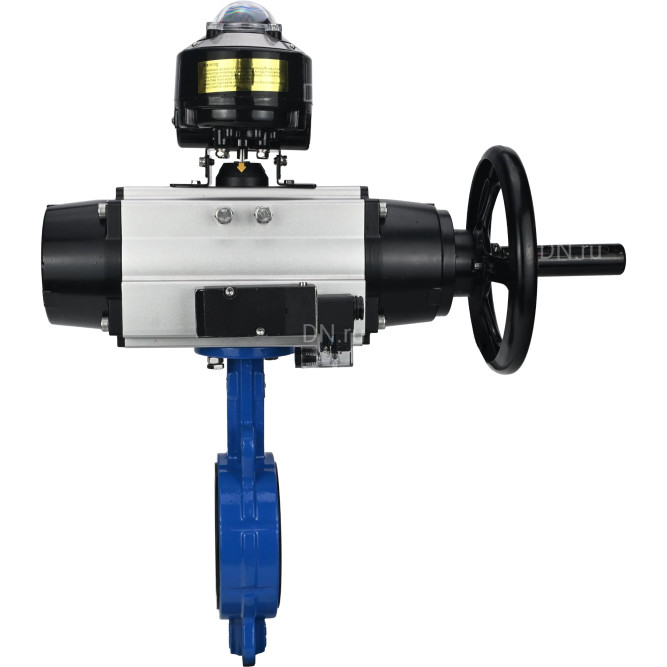 Затвор дисковый поворотный WBV1413E-2W-Fb-H Ду150 Ру16, корпус - чугун GGG50, диск - чугун GGG40, уплотнение - EPDM, с пневмоприводом PA-DA-105-1 двойного действия, пневмораспределителем 4M310-08 DC24V, БКВ APL-510N-EX в Алматы