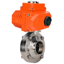 Затвор дисковый поворотный WBV3131S-2W-W-H Ду65 Ру10 под приварку, корпус - пищевая нержавеющая сталь 304, уплотнение - Silicon, с электроприводом QT-N-003EM-O1-24VDC-У1 24В HARK