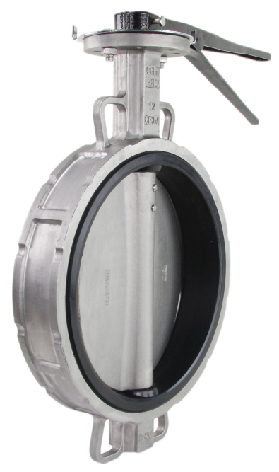 Затвор дисковый поворотный WBV3232V-2W-Fb-H Ду300 Ру16 межфланцевый, корпус - нержавеющая сталь 316L, диск - нержавеющая сталь 316L, уплотнение - VITON, с рукояткой, квадрат 22х22, F10 в Алматы