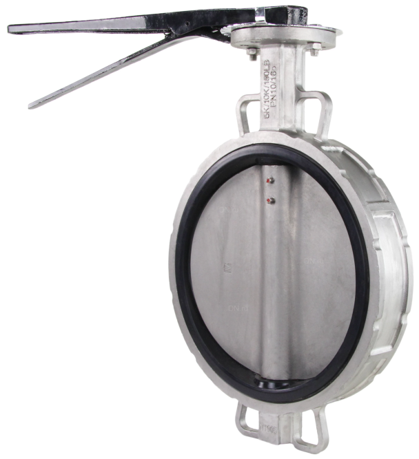 Затвор дисковый поворотный WBV3232V-2W-Fb-H Ду300 Ру16 межфланцевый, корпус - нержавеющая сталь 316L, диск - нержавеющая сталь 316L, уплотнение - VITON, с рукояткой, квадрат 22х22, F10 в Алматы
