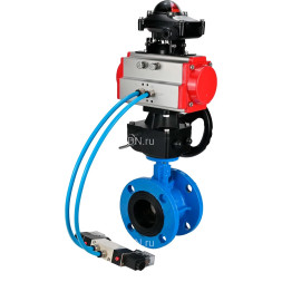 Затвор дисковый поворотный WBV1313E-2W-F-H Ду200 Ру16, корпус - чугун GGG40, диск - чугун GGG40, уплотнение - EPDM, с пневмоприводом PA-DA-140, пневмораспределителем 4M320-10 AC220V, ручным дублером MON2-450-T28-ISO и БКВ APL-210N