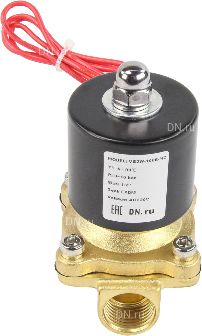 Клапан электромагнитный VS100-VT-NC-24VAC 1/2″ Ду15 Ру10 прямого действия двухходовой, корпус - латунь, присоединение - внутренняя резьба, уплотнение - VITON, нормально-закрытый, катушка - 24 В AC в Алматы