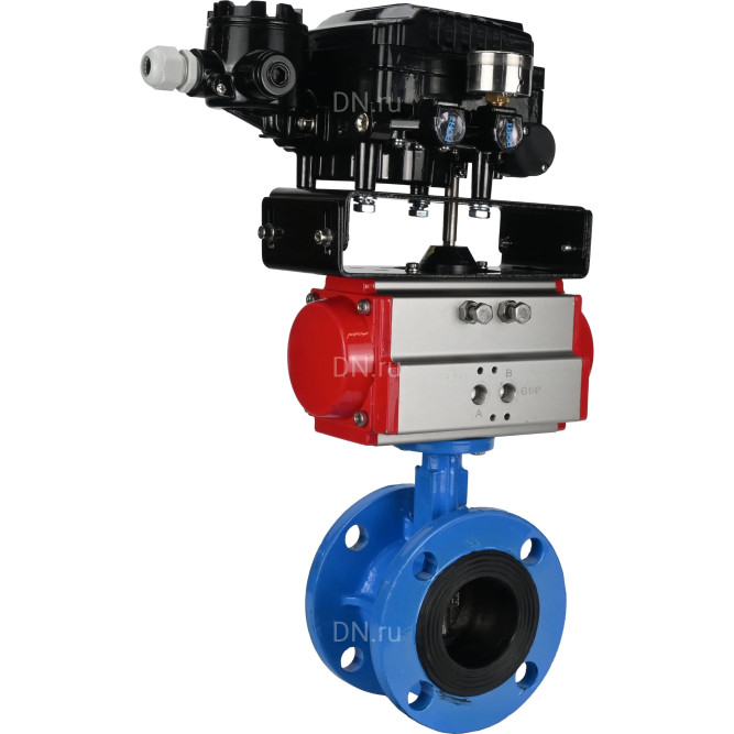 Затвор дисковый поворотный WBV1313E-2W-F-H Ду125 Ру16 фланцевый, корпус - чугун GGG40, диск - чугун GGG40, уплотнение - EPDM, с пневмоприводом PA-DA-130 и позиционером YT-1000RSN с обратной связью в Алматы