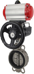 Затвор дисковый поворотный WBV3232V-2W-Fb-H Ду100 Ру16, корпус - нержавеющая сталь 316L, диск - нержавеющая сталь 316L, уплотнение - Viton, с пневмоприводом PA-DA-083, пневмораспределителем 4M310-08 AC220V, ручным дублером MON2-450-T28-ISO