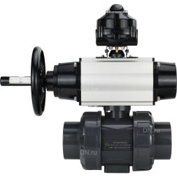 Кран шаровой BV4242E-FP-GRM-ISO Дн80 Ру10 полнопроходной, корпус - НПВХ, шар - НПВХ, уплотнение - EPDM, с пневмоприводом PA-DA-105-1, пневмораспределителем 4M310-08 AC220V и БКВ APL-510N EX