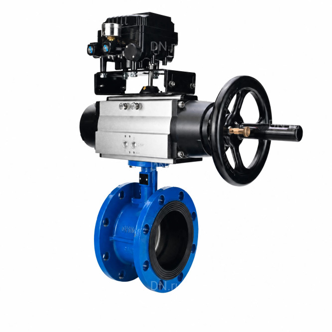 Затвор дисковый поворотный WBV1331E-2W-F-H Ду50 Ру16 фланцевый, корпус - чугун GGG40, диск - нержавеющая сталь 304, уплотнение - EPDM, с пневмоприводом PA-DA-105-1 и позиционером YT-1000RSN без обратной связи в Алматы