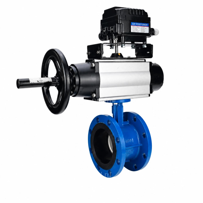 Затвор дисковый поворотный WBV1331E-2W-F-H Ду50 Ру16 фланцевый, корпус - чугун GGG40, диск - нержавеющая сталь 304, уплотнение - EPDM, с пневмоприводом PA-DA-105-1 и позиционером YT-1000RSN без обратной связи в Алматы