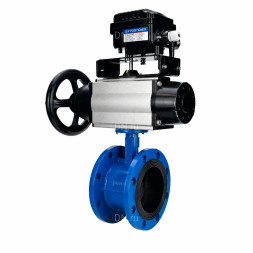 Затвор дисковый поворотный WBV1331E-2W-F-H Ду50 Ру16 фланцевый, корпус - чугун GGG40, диск - нержавеющая сталь 304, уплотнение - EPDM, с пневмоприводом PA-DA-105-1 и позиционером YT-1000RSN без обратной связи
