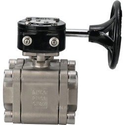 Кран шаровой BV3232P(3pc)-FP-SW-ISO-H Ду100 Ру63 полнопроходной, корпус - нержавеющая сталь SS316, под приварку, с редуктором RDN RQN5-500Z-T30