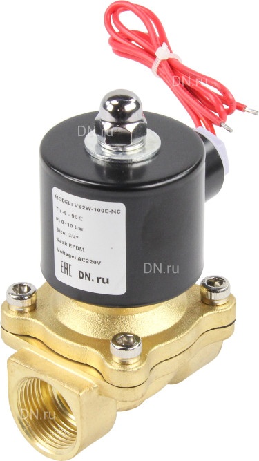 Клапан электромагнитный VS100-VT-NC-24VAC 3/4″ Ду20 Ру10 прямого действия двухходовой, корпус - латунь, присоединение - внутренняя резьба, уплотнение - VITON, нормально-закрытый, катушка - 24 В AC в Алматы