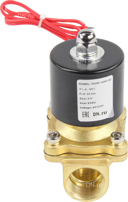 Клапан электромагнитный VS100-VT-NC-24VAC 3/4″ Ду20 Ру10 прямого действия двухходовой, корпус - латунь, присоединение - внутренняя резьба, уплотнение - VITON, нормально-закрытый, катушка - 24 В AC в Алматы