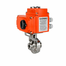 Затвор дисковый поворотный WBV3131S-2W-C-H Ду25 Ру10 кламповый, корпус - пищевая нержавеющая сталь 304, уплотнение - Silicon, с электроприводом QT-N-003EM-O1-24VDC-У1 HARK