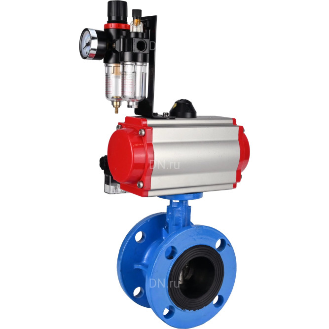 Затвор дисковый поворотный WBV1313E-2W-F-H Ду200 Ру16 фланцевый, корпус - чугун GGG40, диск - чугун GGG40, уплотнение - EPDM, с пневмоприводом PA-DA-140, пневмораспределителем 4M310-08 AC220V и БПВ AFC2000 в Алматы