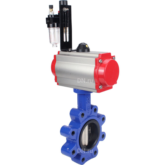 Затвор дисковый поворотный WBV1616N-2W-Fb-H Ду125 Ру16 LUG корпус - чугун QT450, диск - чугун QT450, уплотнение - NBR, с пневмоприводом PA-SA-140, пневмораспределителем 4M310-08 DC24V и БПВ AFC2000 в Алматы