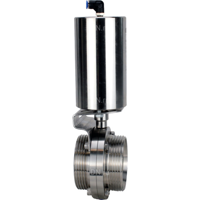 Затвор дисковый поворотный WBV3131S-2W-T-H Ду40 Ру10 резьбовой, пищевая нержавеющая сталь 304, уплотнение – Silicon, с пневмоприводом PA-SA-85 с возвратными пружинами в Алматы