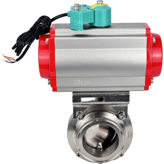 Затвор дисковый поворотный кламповый WBV3131E-2W-C-H Ду20 Ру10 корпус - пищевая нержавеющая сталь 304, уплотнение - EPDM, с пневмоприводом PA-DA-052, пневмораспределителем 4M310-08 AC220V и магнитным переключателем ALS200D в Алматы