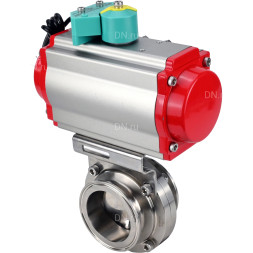 Затвор дисковый поворотный кламповый WBV3131E-2W-C-H Ду20 Ру10 корпус - пищевая нержавеющая сталь 304, уплотнение - EPDM, с пневмоприводом PA-DA-052, пневмораспределителем 4M310-08 AC220V и магнитным переключателем ALS200D