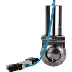 Затвор дисковый поворотный WBV3131S-2W-W-H Ду65 Ру10 под приварку, пищевая нержавеющая сталь 304, уплотнение – Silicon, с пневмоприводом PA-SA-85 и пневмораспределителем 4V320-10 AC220V