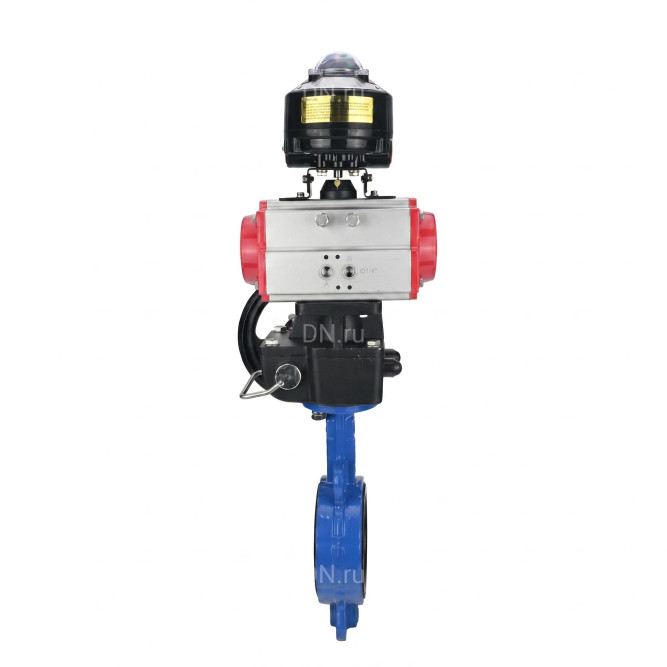 Затвор дисковый поворотный WBV1432N-2W-Fb-H Ду80 Ру16, корпус - чугун GGG50, диск - нержавеющая сталь 316L, уплотнение - NBR, с пневмоприводом PA-DA-083 двойного действия, с БКВ APL-510N EX, с ручным дублером MON2-450-T28-ISO в Алматы