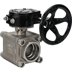 Кран шаровой BV3232P(3pc)-FP-SW-ISO-H Ду50 Ру63 полнопроходной, корпус - нержавеющая сталь SS316, под приварку, с редуктором RDN RQN3-150Z-T24