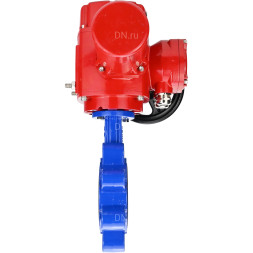 Затвор дисковый поворотный WBV1616N-2W-Fb-H Ду80 Ру16 LUG межфланцевый, корпус - чугун QT450, диск - чугун QT450, уплотнение - NBR, с электроприводом QT-EX-005M-O2-380VAC-У1 с моментной муфтой и штурвалом