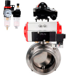 Затвор дисковый поворотный кламповый WBV3131E-2W-C-H Ду15 Ру10 корпус - пищевая нержавеющая сталь 304, уплотнение – EPDM, с пневмоприводом PA-DA-065, пневмораспределителем 4M310-08 AC220V, БКВ APL-210N и БПВ AFC2000