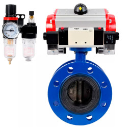 Затвор дисковый поворотный WBV1331E-2W-F-R Ду250 Ру16 фланцевый, корпус - чугун GGG40, диск - нержавеющая сталь 304, уплотнение - EPDM, с пневмоприводом PA-DA-210, пневмораспределителем 4M320-10 AC220V, БПВ AFC2000