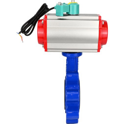 Затвор дисковый поворотный WBV1616N-2W-Fb-H Ду80 Ру16 LUG корпус - чугун QT450, диск - чугун QT450, уплотнение - NBR, с пневмоприводом PA-DA-083 и магнитным переключателем ALS200D