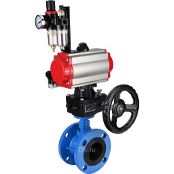 Затвор дисковый поворотный WBV1313E-2W-F-H Ду50 Ру16 фланцевый, корпус - чугун GGG40, диск - чугун GGG40, EPDM, с пневмоприводом PA-DA-105, пневмораспределителем 4M310-08 DC24V, ручным дублером MON1-250-T26-ISO и БПВ AFC2000