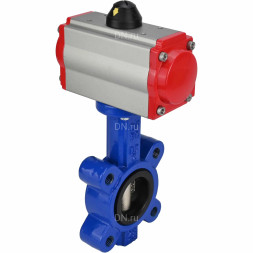 Затвор дисковый поворотный WBV1616N-2W-Fb-H Ду100 Ру16 LUG корпус - чугун QT450, диск - чугун QT450, уплотнение - NBR, с пневмоприводом PA-SA-130 и пневмораспределителем 4M310-08 DC24V