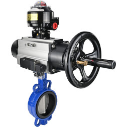 Затвор дисковый поворотный WBV1432N-2W-Fb-H Ду150 Ру16, корпус - чугун GGG50, диск - нержавеющая сталь 316L, уплотнение - NBR, с пневмоприводом PA-DA-105-1 двойного действия, пневмораспределителем 4M310-08 DC24V, БКВ APL-510N-EX