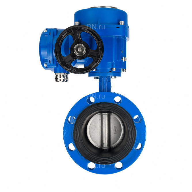 Затвор дисковый поворотный WBV1331E-2W-F-H Ду200 Ру16 фланцевый, корпус - чугун GGG40, диск - нержавеющая сталь 304, уплотнение - EPDM, с электроприводом QT-N-040M-O2-220VAC-У1 с моментной муфтой 220В в Алматы