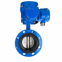 Затвор дисковый поворотный WBV1331E-2W-F-H Ду200 Ру16 фланцевый, корпус - чугун GGG40, диск - нержавеющая сталь 304, уплотнение - EPDM, с электроприводом QT-N-040M-O2-220VAC-У1 с моментной муфтой 220В