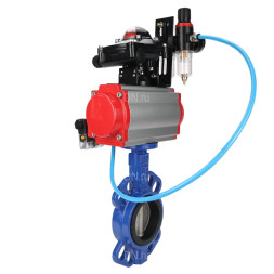 Затвор дисковый поворотный WBV1432E-2W-Fb-H Ду125 Ру16, корпус - чугун GGG50, диск - нержавеющая сталь 316L, уплотнение - EPDM, с пневмоприводом PA-DA-083, пневмораспределителем 4M310-08 AC220V, БКВ APL-210N, БПВ AFC2000