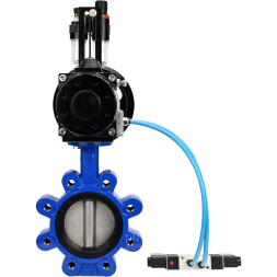 Затвор дисковый поворотный WBV1631E-2W-Fb-H Ду125 Ру16 LUG корпус - чугун QT450, диск - нержавеющая сталь 304, уплотнение - EPDM, с пневмоприводом PA-DA-105-1, пневмораспределителем 4V320-10 AC220V и БПВ AFC2000
