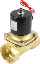 Клапан электромагнитный VS100-ET-NC-220VAC 2″ Ду50 Ру10, соленоидный двухходовой, корпус - латунь, уплотнение - EPDM, резьбовой, нормально-закрытый, прямого действия, катушка - 220В
