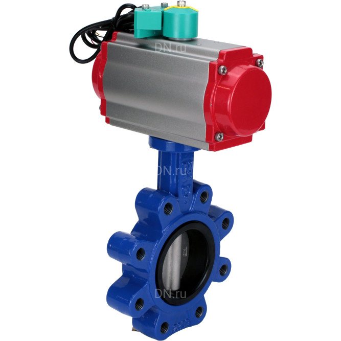 Затвор дисковый поворотный WBV1631E-2W-Fb-H Ду125 Ру16 LUG корпус - чугун QT450, диск - нержавеющая сталь 304, уплотнение - EPDM, с пневмоприводом PA-DA-105, пневмораспределителем 4M310-08 AC220V и магнитным переключателем ALS200D в Алматы
