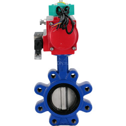 Затвор дисковый поворотный WBV1631E-2W-Fb-H Ду125 Ру16 LUG корпус - чугун QT450, диск - нержавеющая сталь 304, уплотнение - EPDM, с пневмоприводом PA-DA-105, пневмораспределителем 4M310-08 AC220V и магнитным переключателем ALS200D